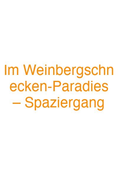 Im Weinbergschnecken-Paradies – Spaziergang